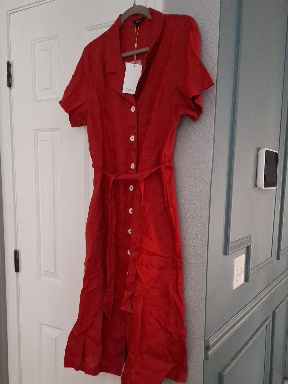 Quince 100% European Linen Button Front Dress Chile M NWT - Picture 3 of 3
